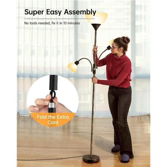 Tree Floor Lamp, Standing Lamp, 9W Torchiere Floor Lamp with Reading Lamps - Picture 6 of 7